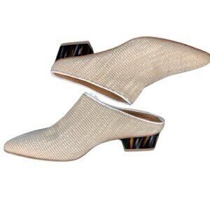 Aquatalia Fife woven leather mule canvas slides